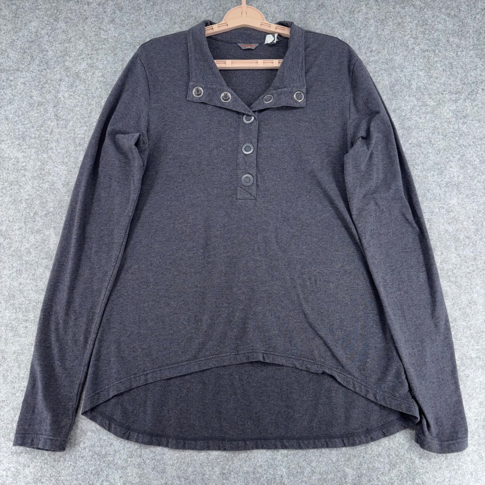 Merrell Select Performix Womens XL Gray Henley Long Sleeve High Low Top Grommet